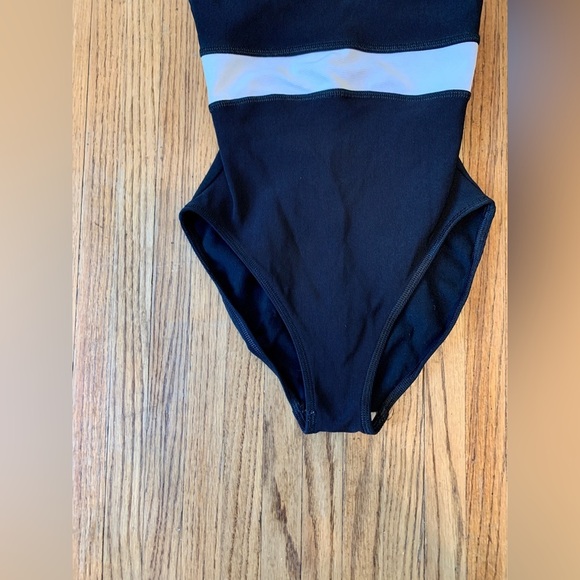 Jag Pro VTG Swimsuit Black 90s y2k One Piece High Cut Low Back Ribbed Sporty 6 - Picture 5 of 12